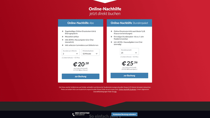 Preisbeispiel für ein Abonnement beim Studienkreis