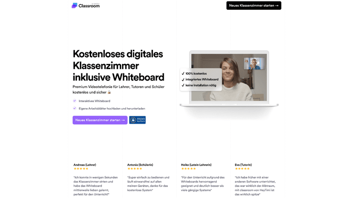 In der Regel findet der Online-Unterricht in einem digitalen Klassenzimmer statt