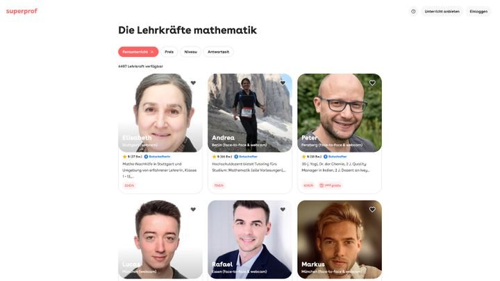 Superprof ist eine Art Vermittlungsplattform für Nachhilfe und Unterricht verschiedenster Art