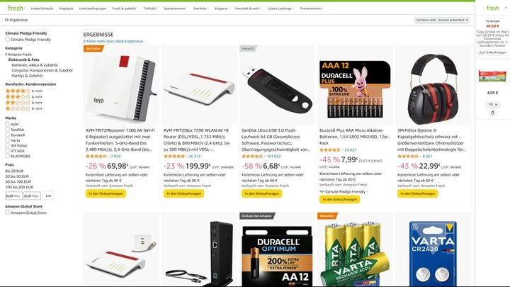 Selbst Router und USB-Sticks könnt ihr über AmazonFresh mitbestellen