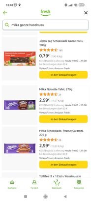 “Milka Ganze Haselnuss” gibt es leider nicht - generell gibt es hier nur eine kleine Auswahl an “klassischen” Schokotafeln