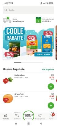 Die Startseite von bringmeister mit großer Werbeanzeige