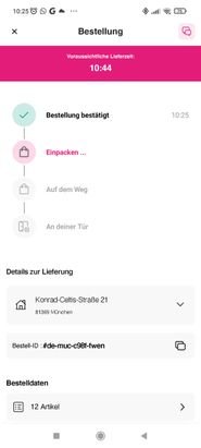 Die Sendungsverfolgung bietet ausführliche Informationen