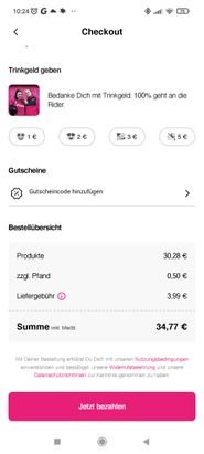 Liefergebühren 3,99 Euro – laut Info gibt es diese Gebühren aber nicht