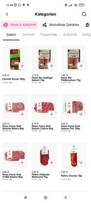 Flink hat viele Produkte von REWE-Eigenmarken im Sortiment