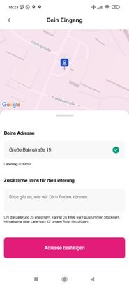 Nach Eingabe der Adresse sollt ihr auf der Karte noch die Lage eurer Eingangstür markieren
