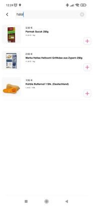 Wir konnten “halal” erfolgreich eintippen - wirklich zufriedenstellend sind die Ergebnisse aber nicht