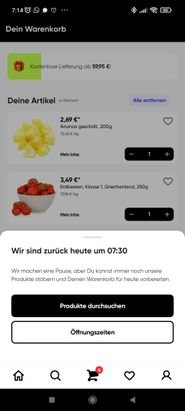 Außerhalb der Öffnungszeiten ist die Bestellung nicht möglich