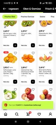 Praktische Anzeige: nur noch 40 Cent bis zur kostenlosen Lieferung