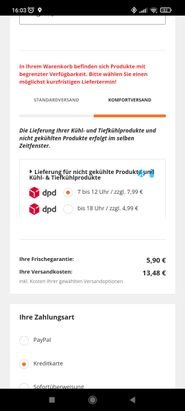 Hier lassen sich die Lieferzeiten - gegen enormen Aufpreis - ein wenig einengen. Flexibel ist aber auch das nicht