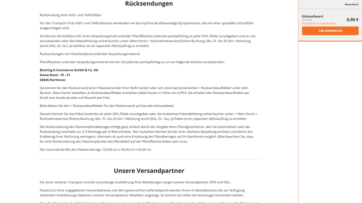 Hier wird erklärt, wie ihr Pfand und Versandboxen kostenpflichtig zurückschicken könnt