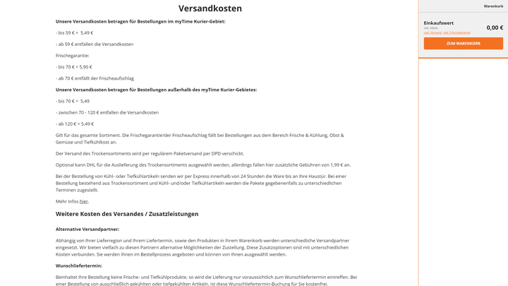 Eine genaue Aufschlüsselung der Versandkosten findet ihr auf der Webseite