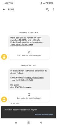 Mittels SMS erhaltet ihr einen Link, über den ihr eure Bestellung verfolgen könnt