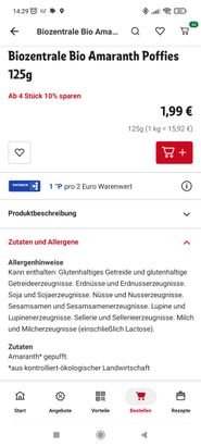 Ausführliche Allergen-Infos. Vorbildlich!