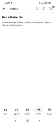 Manche Kategorien sind leer - obwohl laut Übersicht vorher Ananas da sein sollten