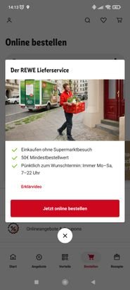 REWE Online hat mit 39 Euro den höchsten Mindestbestellwert im Test - und regional (wie hier) liegt er sogar bei 50 Euro