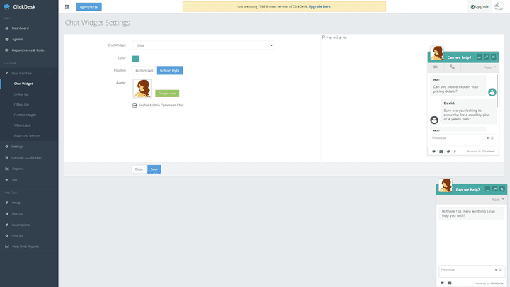 ClickDesk ist zwar vom Design her outdated, aber die eigentliche Chatoberfläche ist gut gelungen