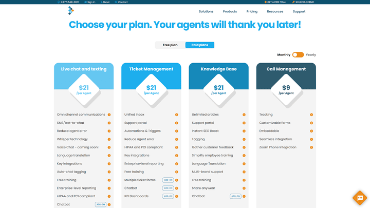 Während die Live-Chat-Anwendung recht günstig ist, kann es mit weiteren Produkten schnell teuer werden!