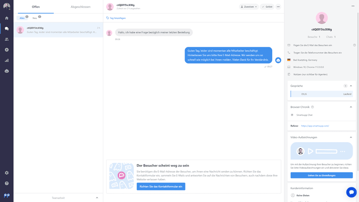 Smartsupp hat eine übersichtliche und gut bedienbare Oberfläche - das Tool macht wirklich Spaß!