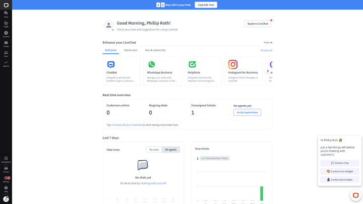 LiveChat hat starke Features und mit dem Ticketsystem auch Helpdesk-Komponenten!