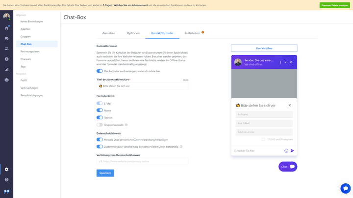 Smartsupp erlaubt die Erstellung von Webformularen zur Lead-Generierung: einfacher gehts kaum!