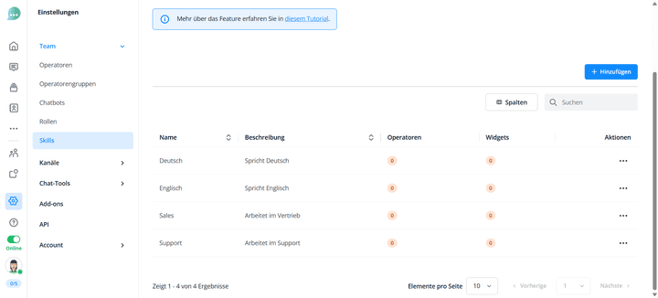Die Skills für das intelligente Routing können Sie ganz einfach mit wenigen Klicks erstellen!