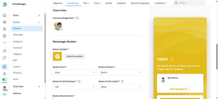 Die Chat-Oberfläche können Sie fast beliebig anpassen und sogar eigene Logos und Bilder einbinden!