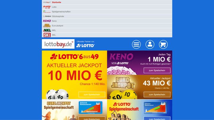 Die Lotterien von lottobay kannst du dir auch in einer Liste anzeigen lassen. Das sieht zwar nicht schön aus, ist aber kompakt.