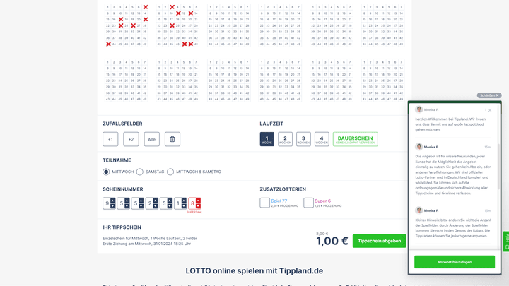 Der Live-Chat verdient eine 1 mit Sternchen