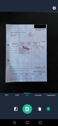 Mit CamScanner habt ihr einen Beleg aufgenommen. Jetzt könnt ihr ihn bei Evernote hochladen
