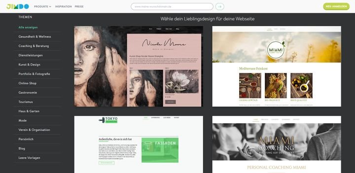 Anbieter wie Jimdo, 1&1 und Co. warten mit einer ganzen Reihe toller Designvorlagen auf