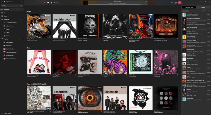 Auf der Startseite werden auch zugeschnittene Playlistvorschläge gemacht.