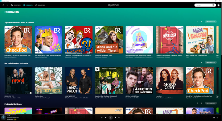 Amazon Music bietet eine sehr große Podcast-Auswahl.