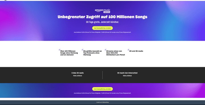 Die Konditionen von Amazon Music Unlimited