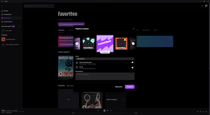 Eine eigene Playlist ist schnell erstellt.