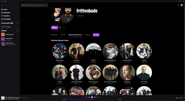 Über das Künstler:innenprofil findest du schnell zu ähnlichen Artists.
