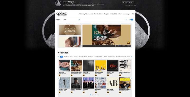 Der hauseigene Musik-Store ist quasi ein digitaler Plattenladen. Hier kaufst du Alben von interessanten Künstler:innen dauerhaft und fügst sie deiner Musikbibliothek hinzu.