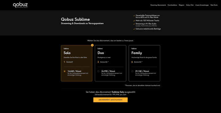 Die Sublime-Tarife sind spannend für alle, die Musik nicht nur streamen, sondern auch besitzen wollen. Ansonsten haben die teureren Sublime-Pakete aber keinen Vorteil für dich.