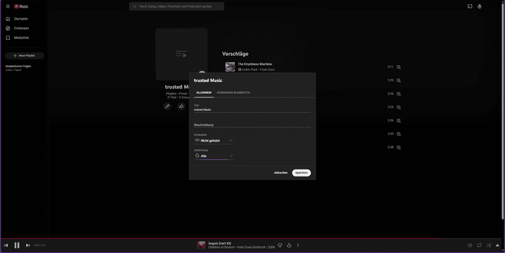 Die Erstellung einer eigenen Playlist geht locker von der Hand.