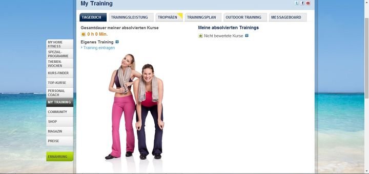 MyTrainings-Übersicht bei NewMoove