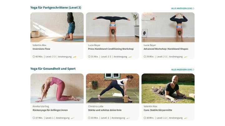 YogaEasy bietet sowohl Anfänger:innen als auch Fortgeschrittenen spannende Kurse.