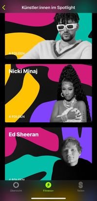Verschiedene Künstler:innen stellen Songs für Apple Fitness+ bereit, so findet jede:r die passende Musik.