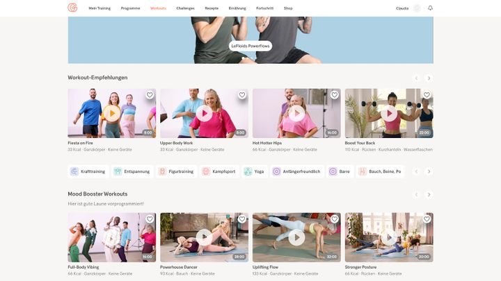 Gymondo bietet ein riesiges und trotzdem übersichtliches Trainingsangebot