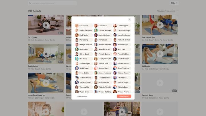 Bei Gymondo gibt es sehr viele Trainer:innen, darunter sind sogar auch Influencer und Promis