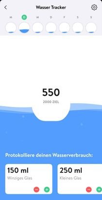 Der Wasser Tracker gefällt mir besonders gut, neige ich doch selbst dazu, zu wenig Wasser zu trinken