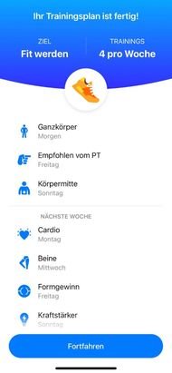 Ich war mit meinem Trainingsplan sehr zufrieden
