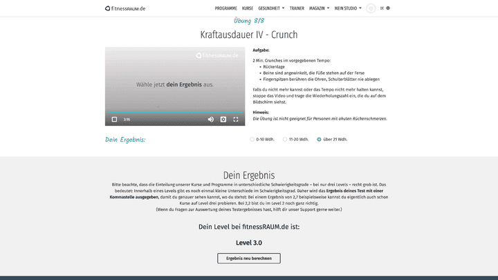 Das Ergebnis gibt dir eine gute Orientierungsrichtlinie für dein Niveau.