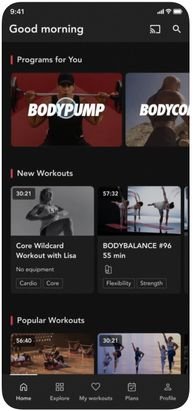 Die LesMills+ App ist gut zu bedienen und übersichtlich.