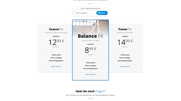 My Fitness Videos bietet 3 verschiedenen Abo Modelle.