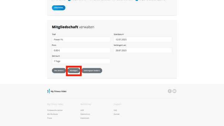 Die Kündigung erfolgt unproblematisch und in deinem Account.